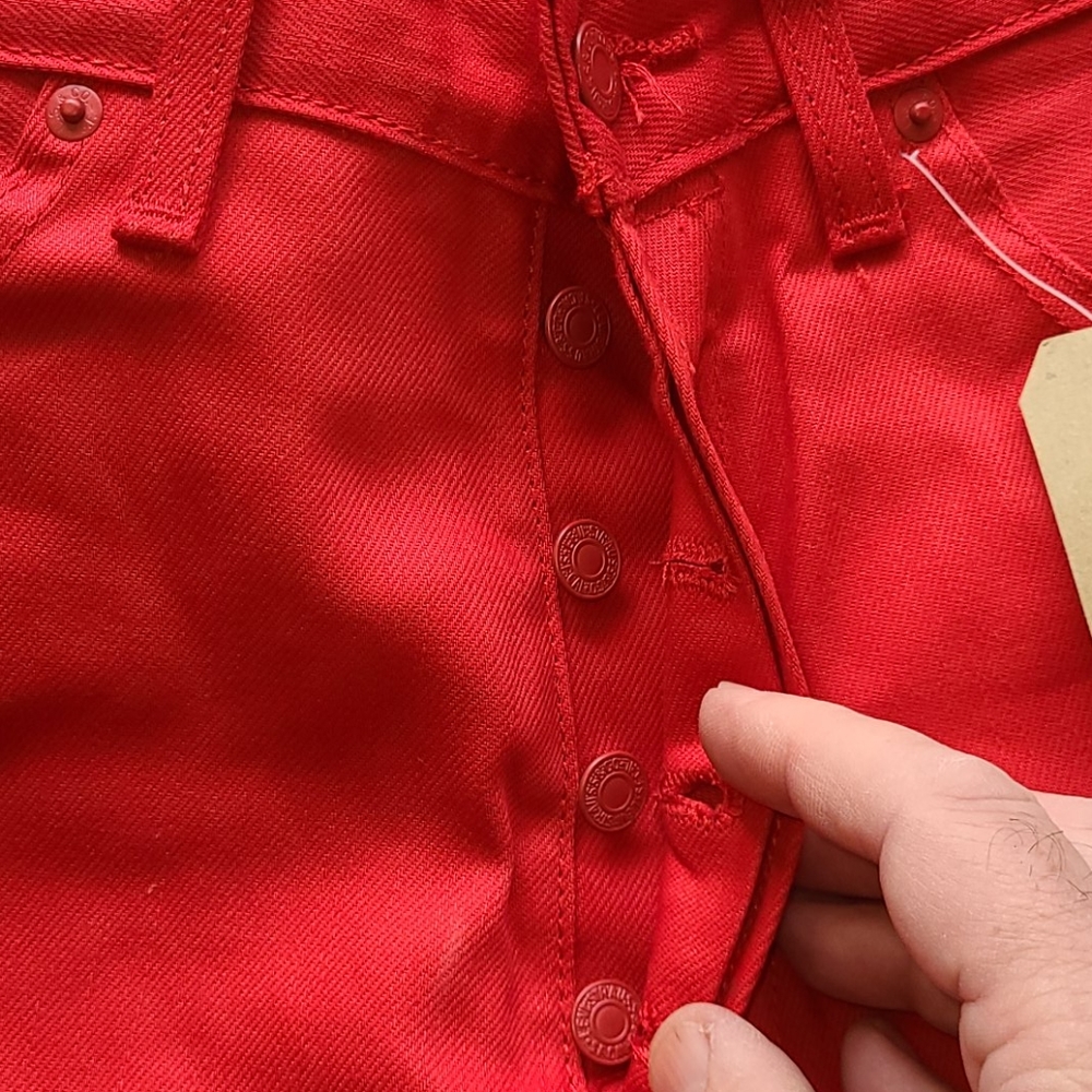 Levi's 501 32x30 raw unfinished red jeans - Picture 12 of 16